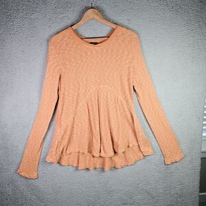 Left Of Center High Low Top Cotton Rayon Spandex Knit Medium Orange Asymmetrical